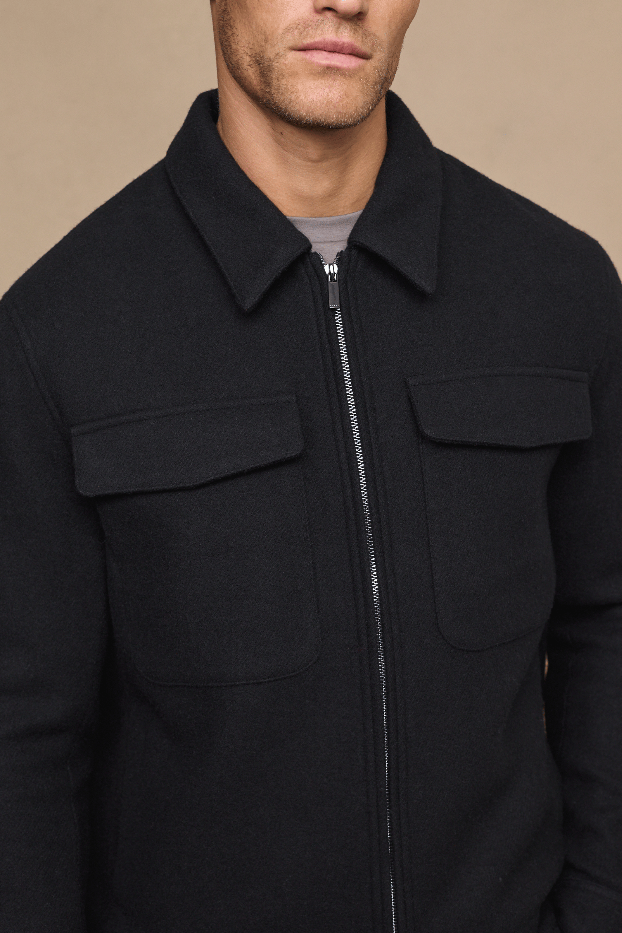 Fabian Zip Through Jacket - Black
