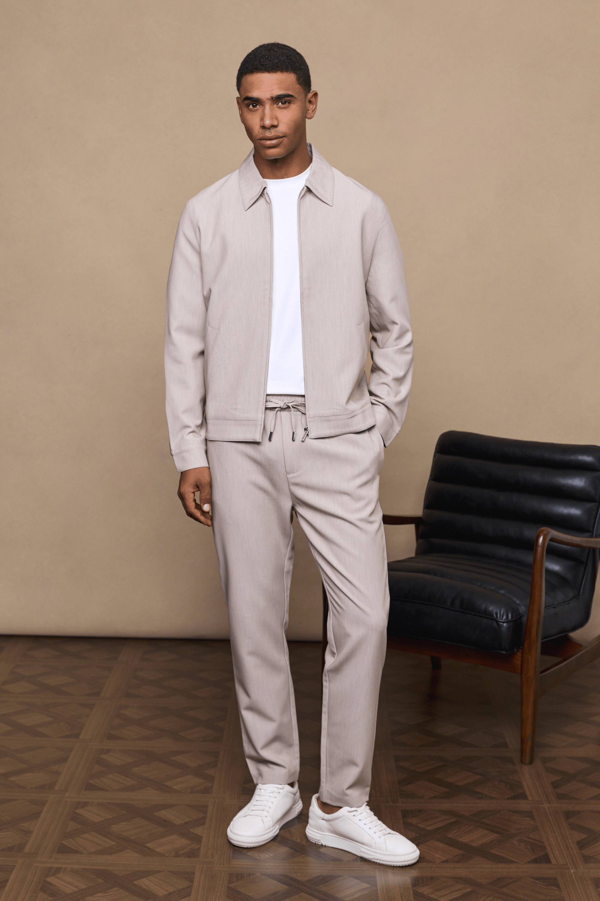 Emilio Everyday Tapered Trouser - Oatmeal Marl