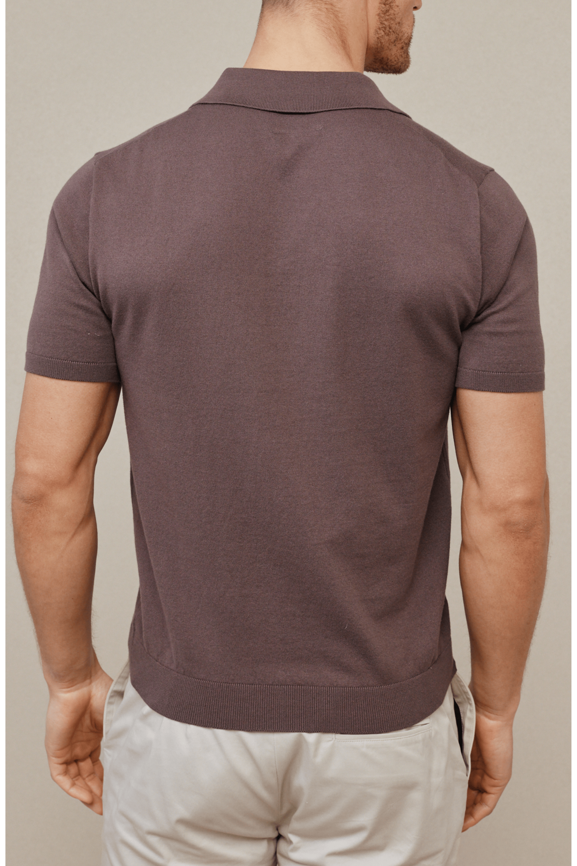 Privia Knitted Open Neck Polo - Mocha