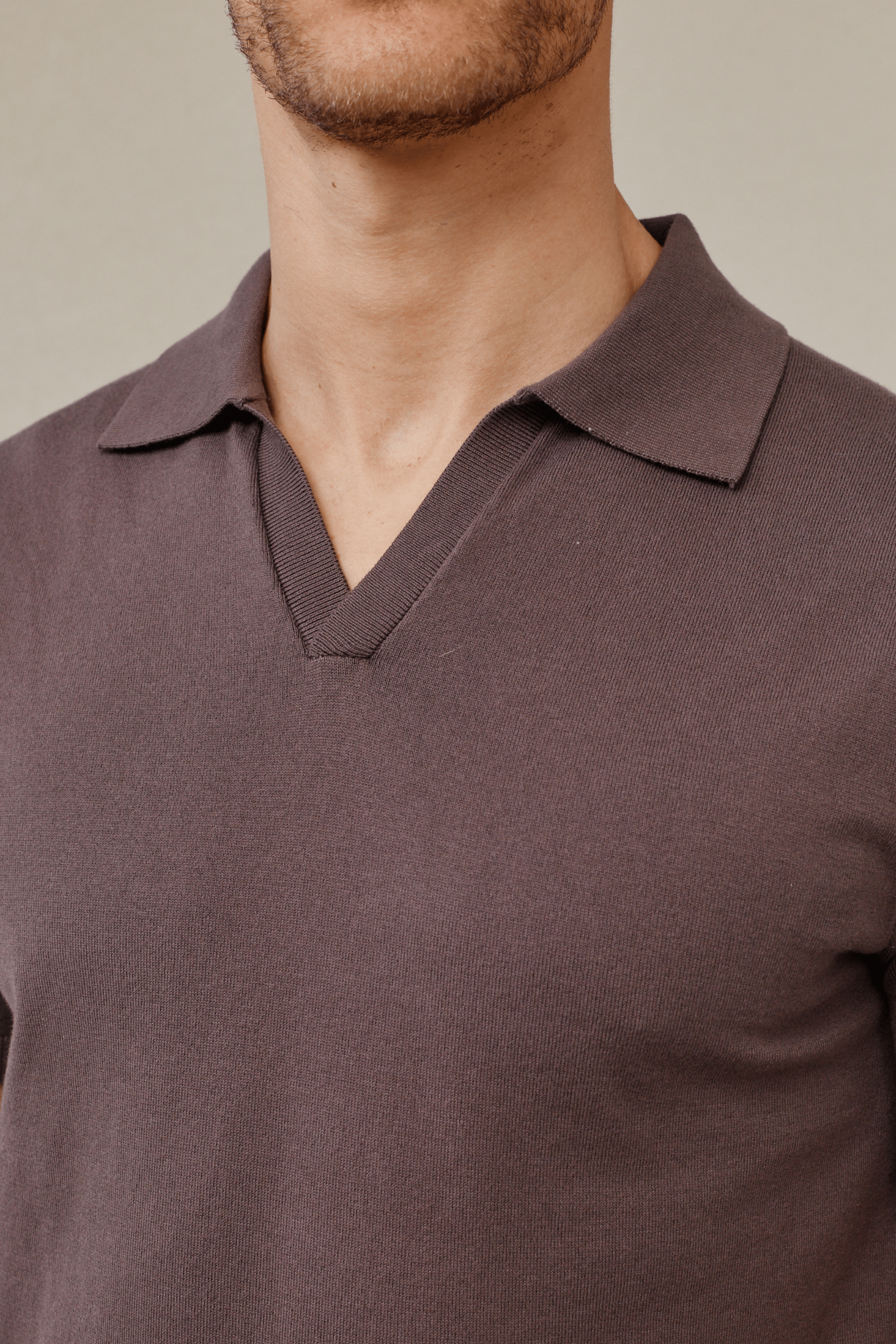 Privia Knitted Open Neck Polo - Mocha