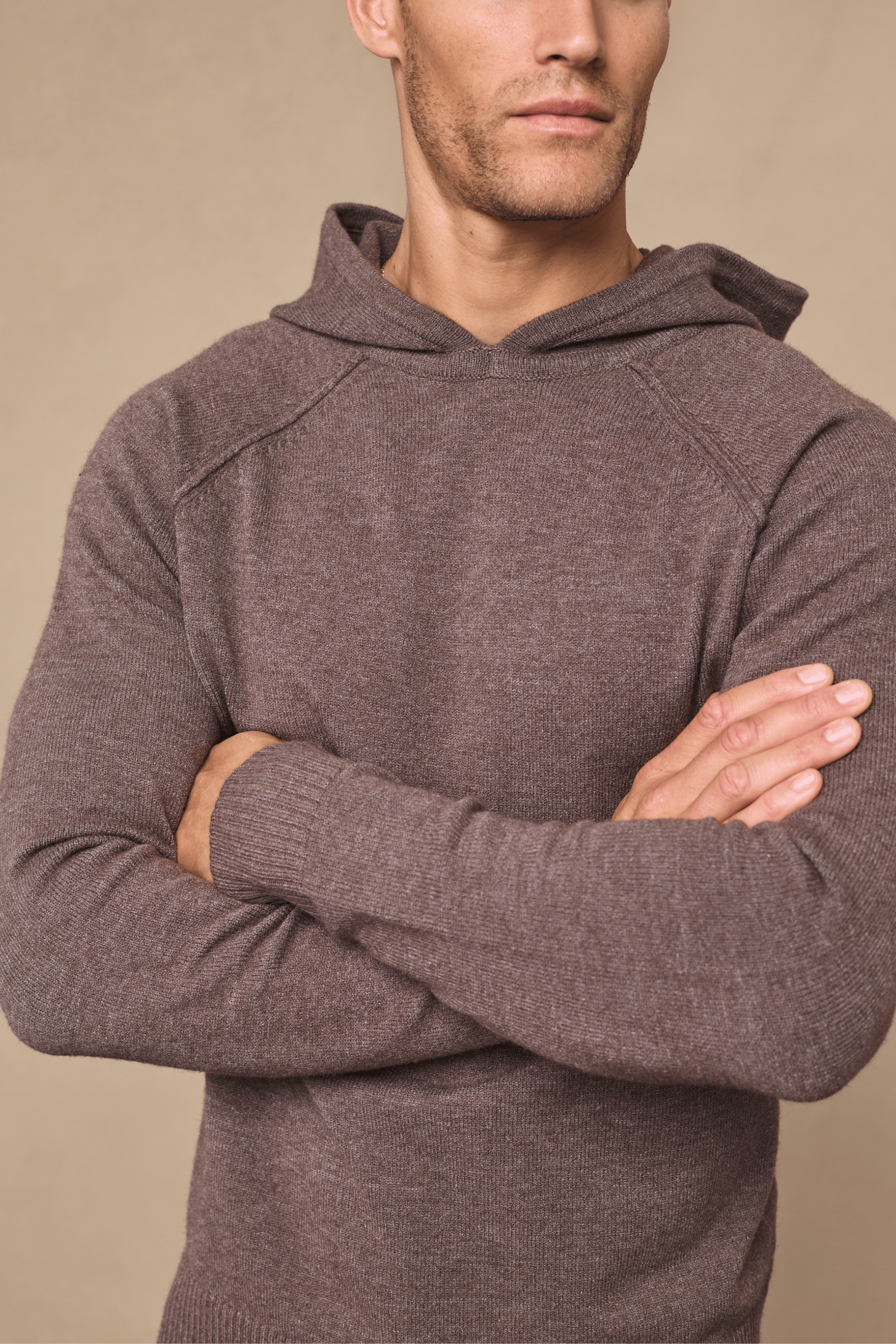 Rowan Knitted Hoodie - Brown Marl