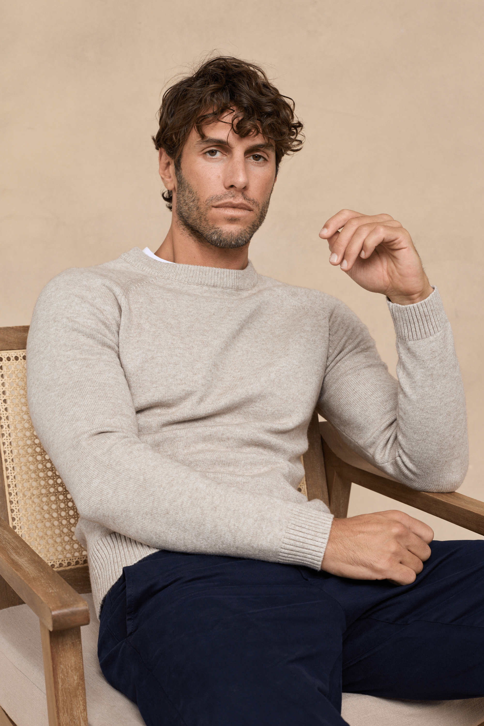 Lando Crew Neck Knit Sweater - Oatmeal