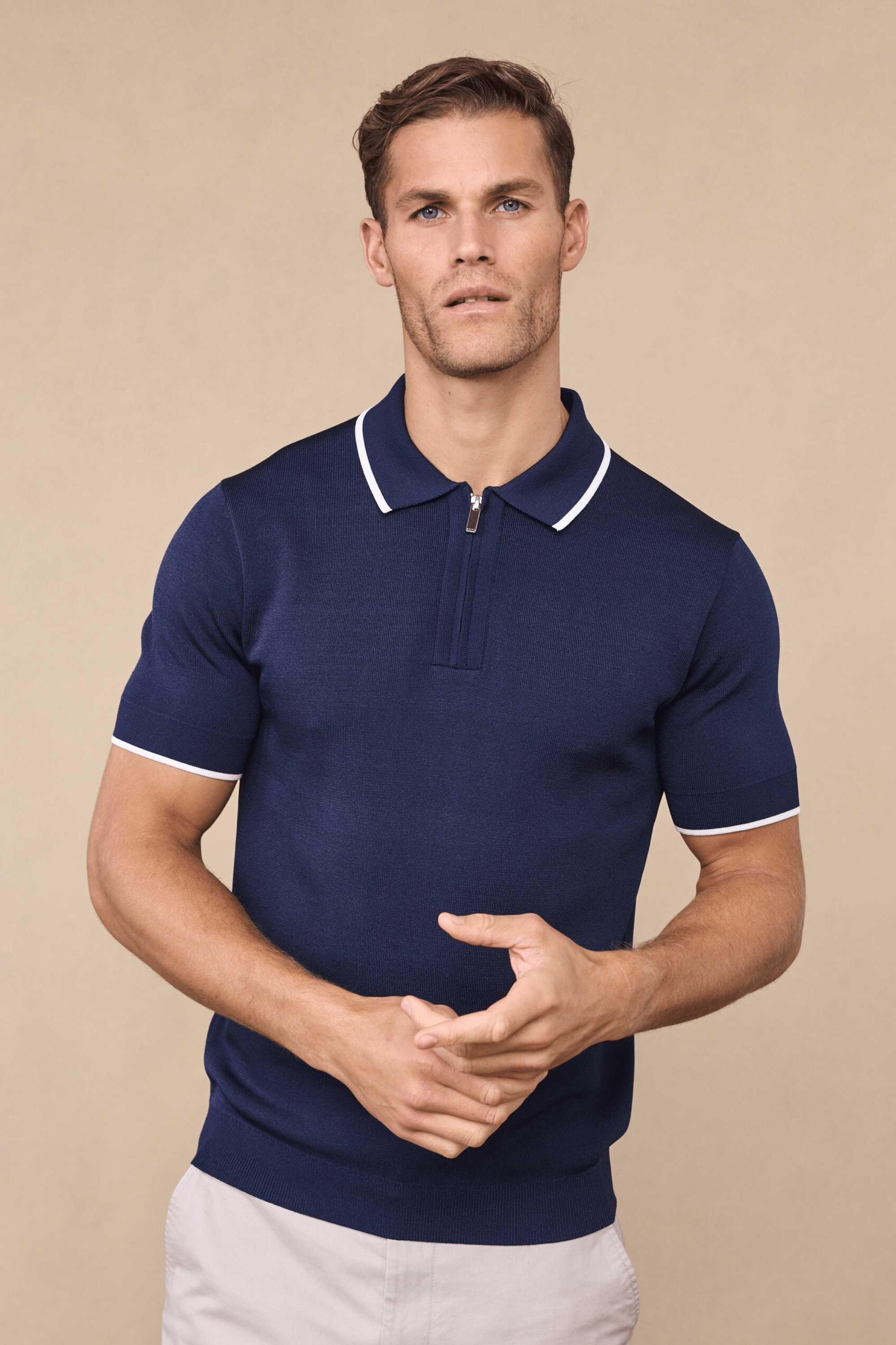 Henry Zip Polo - Navy
