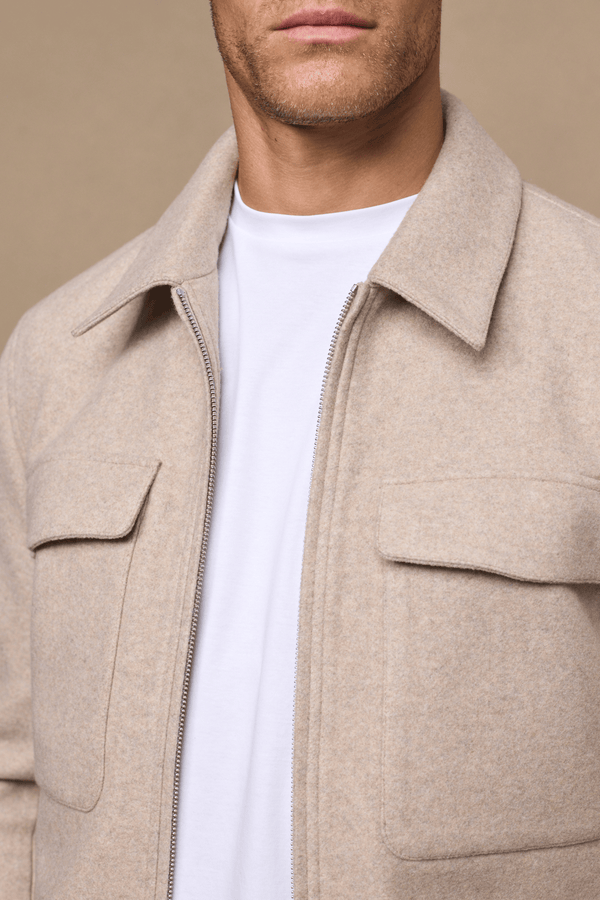 Fabian Zip Through Jacket - Oatmeal