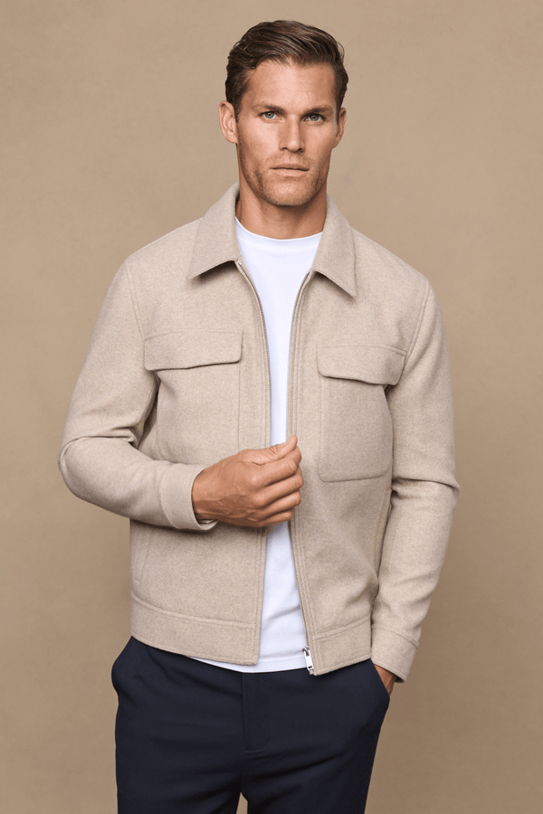 Fabian Zip Through Jacket - Oatmeal