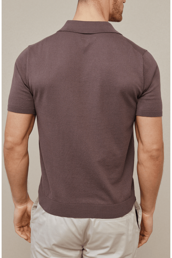 Privia Knitted Open Neck Polo - Mocha