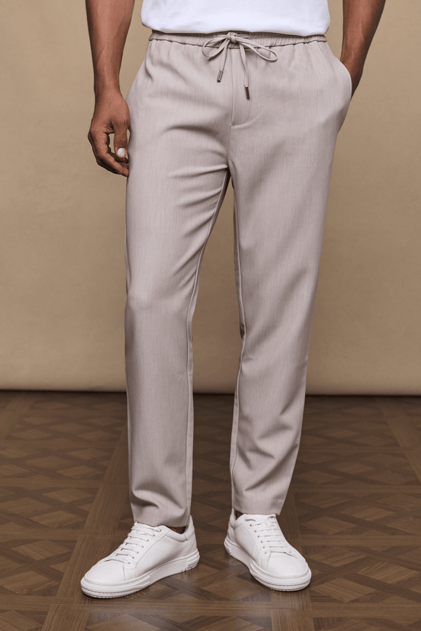 Emilio Everyday Tapered Trouser - Oatmeal Marl