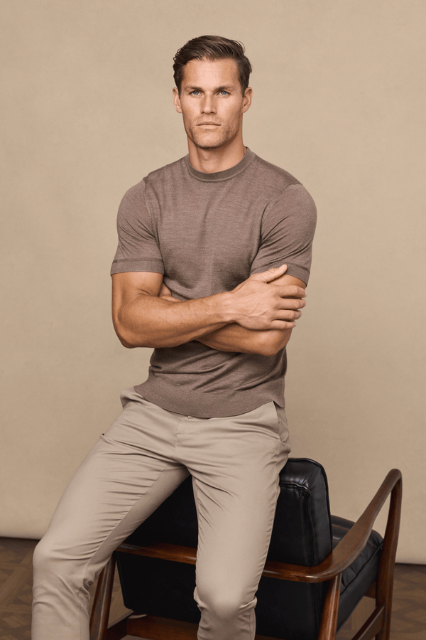 Cedric Fine Knit T-Shirt - Brown Marl