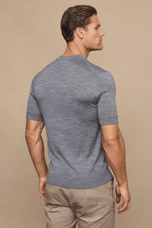 Cedric Fine Knit T-Shirt - Grey Marl