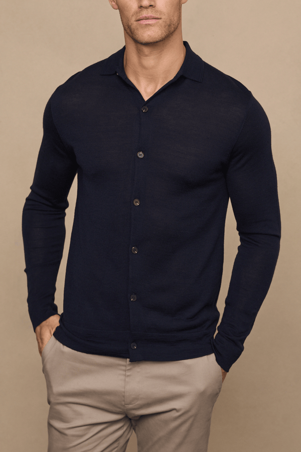 Edgar Fine Knit Shirt - Navy