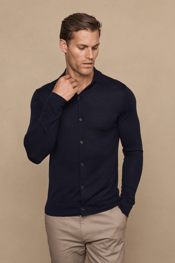Edgar Fine Knit Shirt - Navy