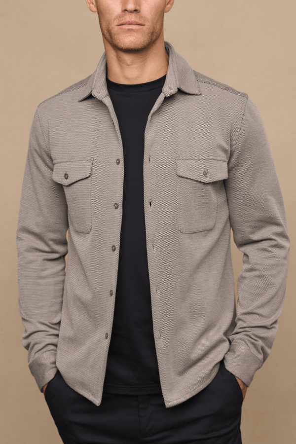 Jacques Textured Overshirt - Beige/Brown