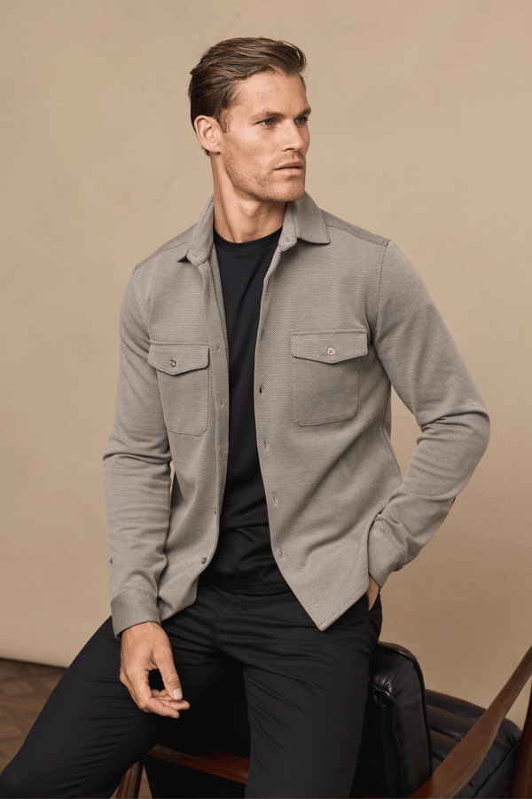 Jacques Textured Overshirt - Beige/Brown