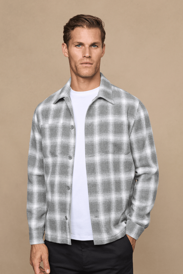 Vienna Wool Checked Overshirt - Sage/Ivory