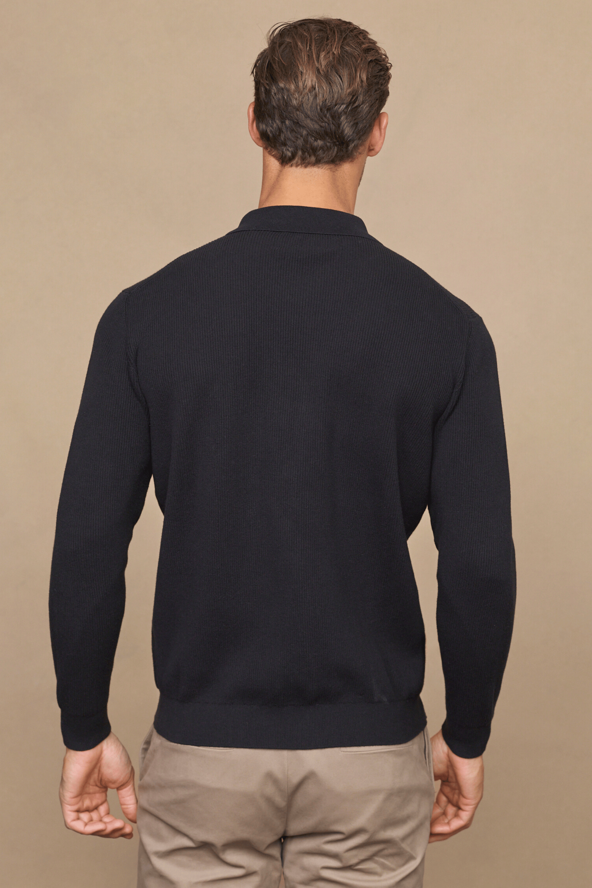 Elias Rib Top Pocket Cardigan - Black