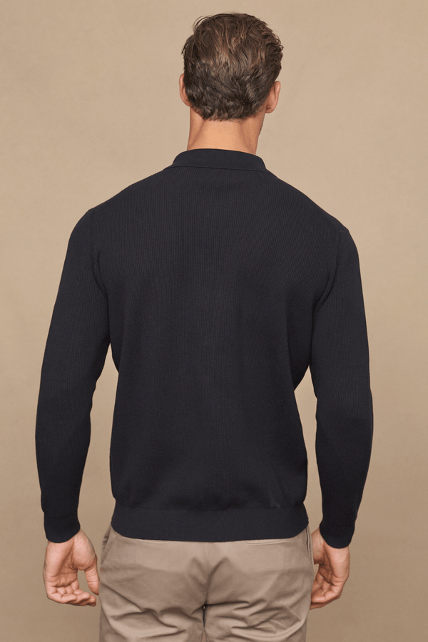 Elias Rib Top Pocket Cardigan - Black