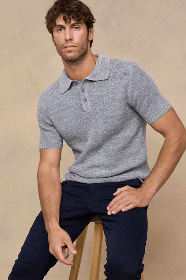 Sorelle Short Sleeve Rib Knit Polo - Grey