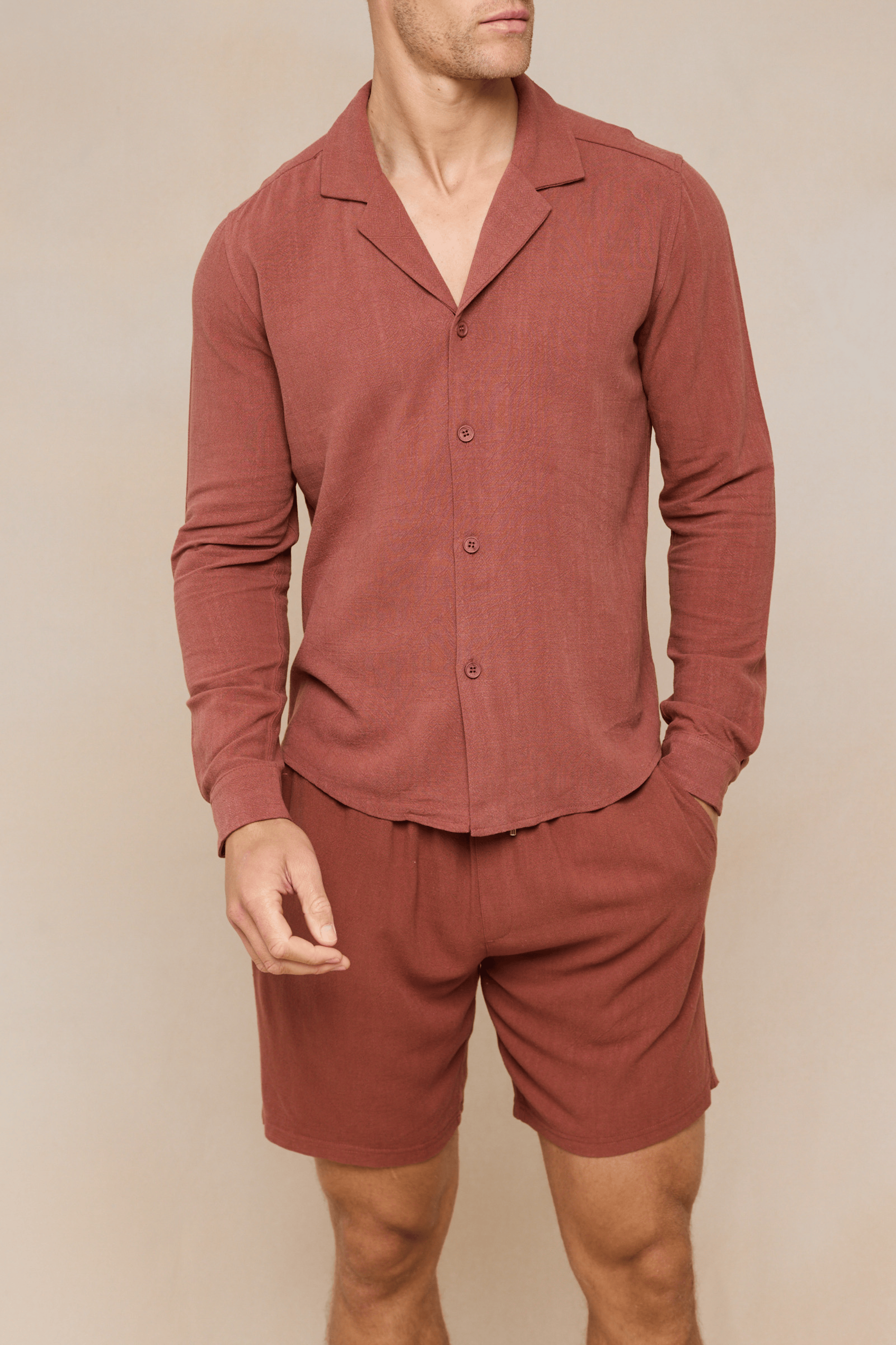 Cami Linen Shirt - Rust