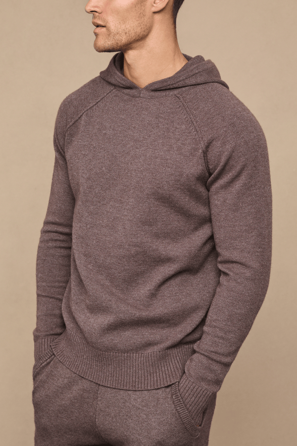 Rowan Knitted Hoodie - Brown Marl