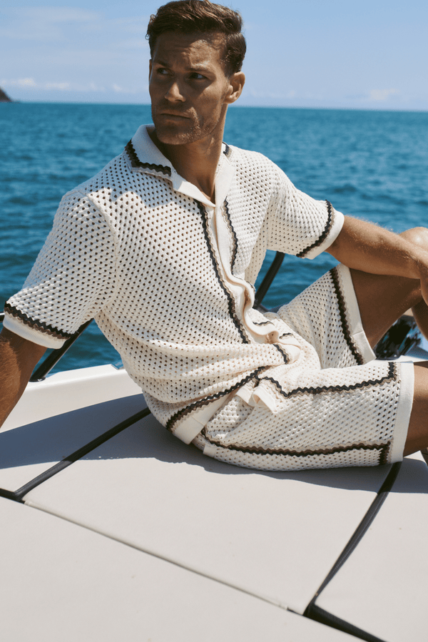 Marconi Crochet Knit Shirt - Ecru