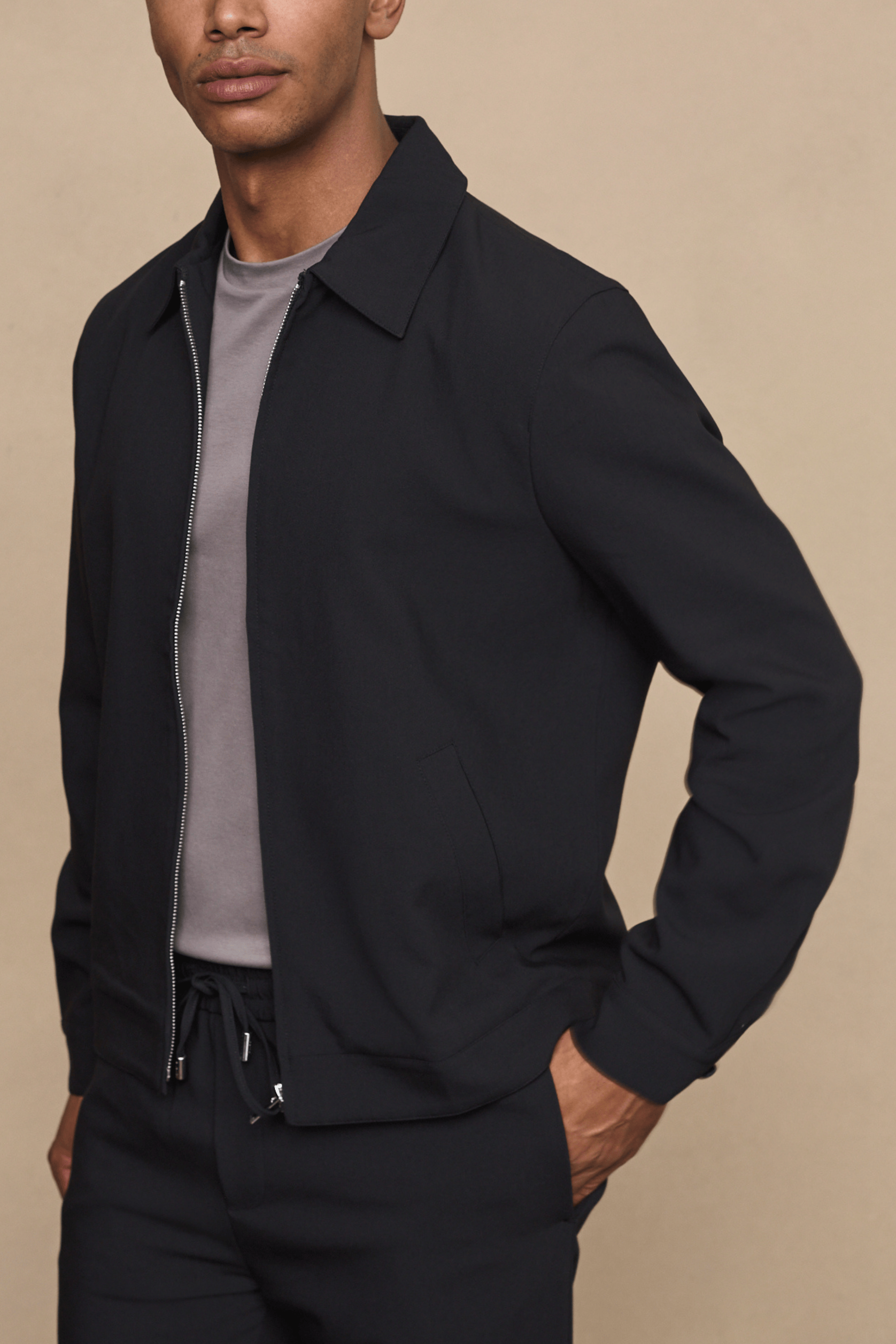 Emilio Zip Through Jacket - Black