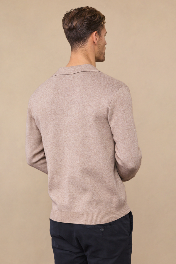 Lennon Open Collar Polo - Biscuit Beige