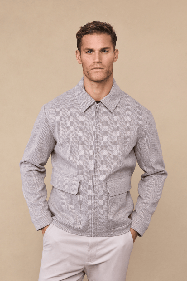 Nero Herringbone Patch Pocket Jacket - Neutral