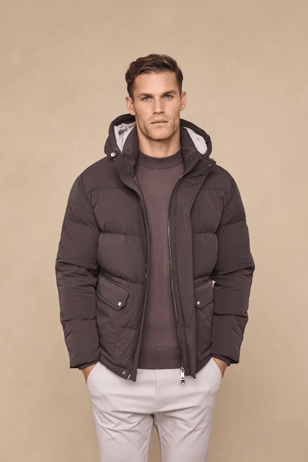 Everetto Down Filled Puffer Coat - Brown