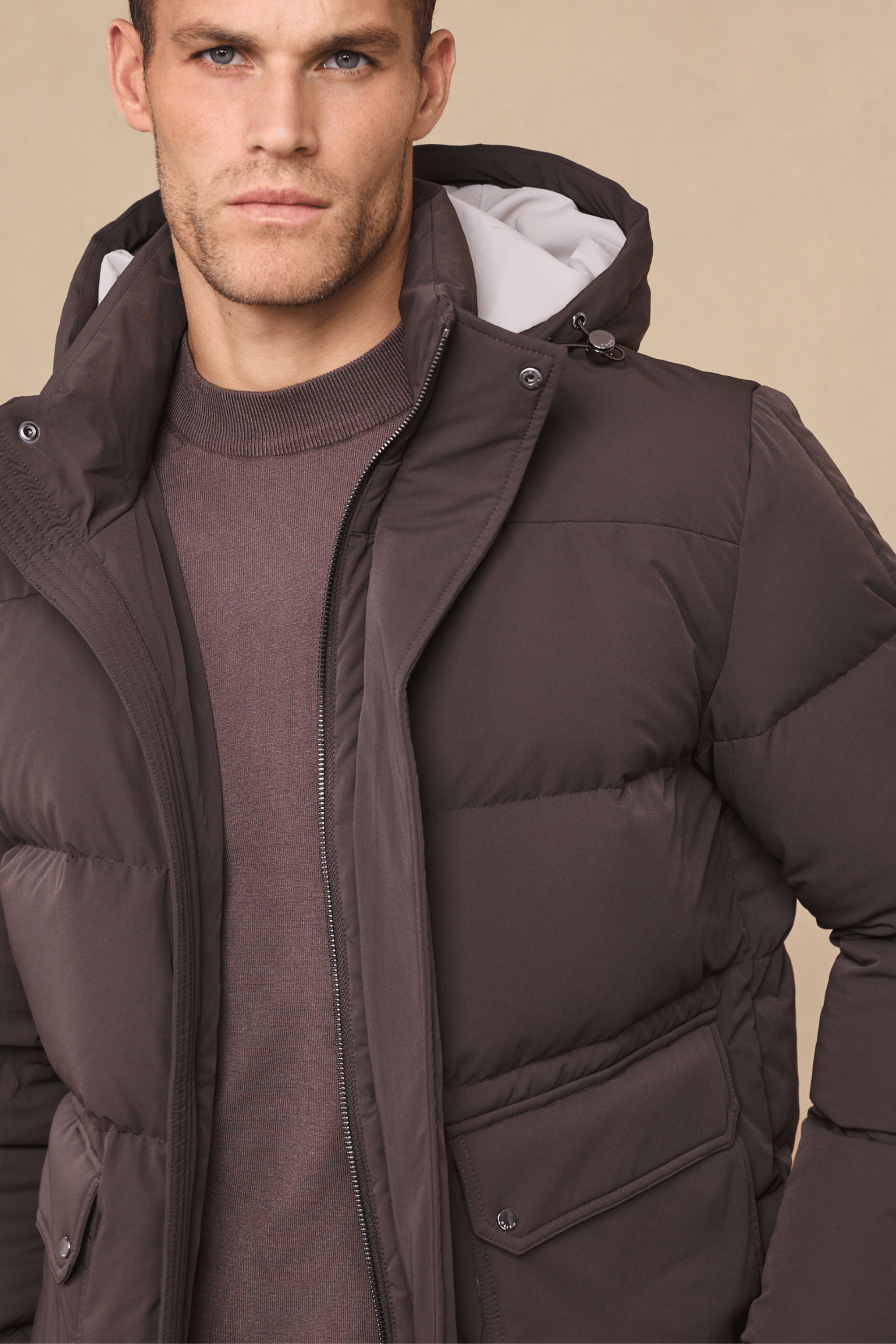 Everetto Down Filled Puffer Coat - Brown