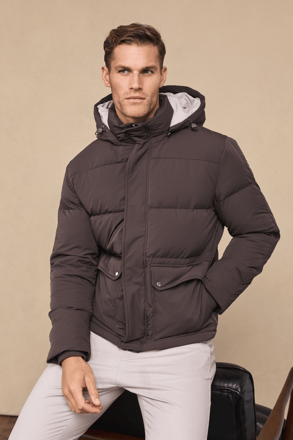 Everetto Down Filled Puffer Coat - Brown