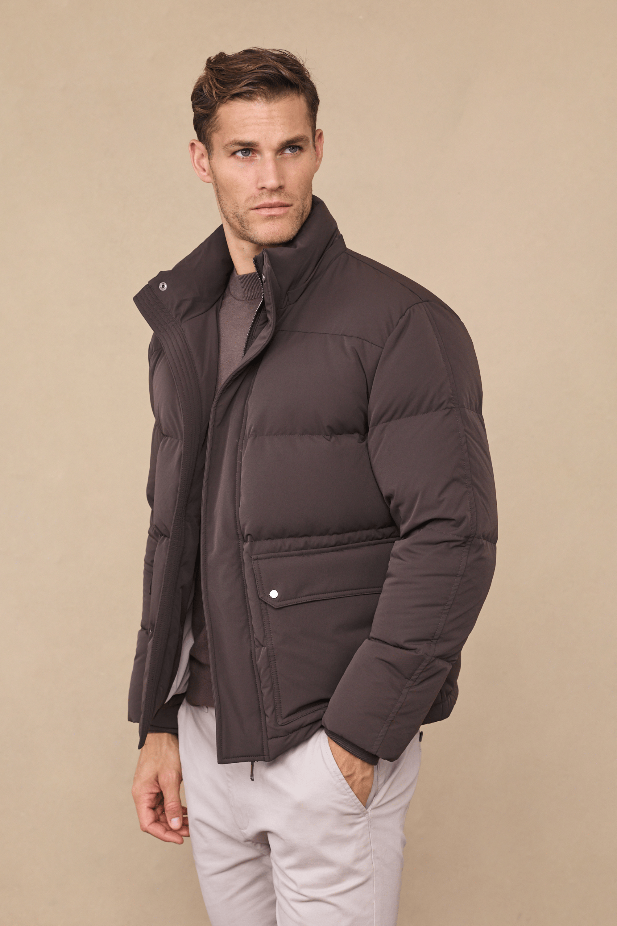 Everetto Down Filled Puffer Coat - Brown