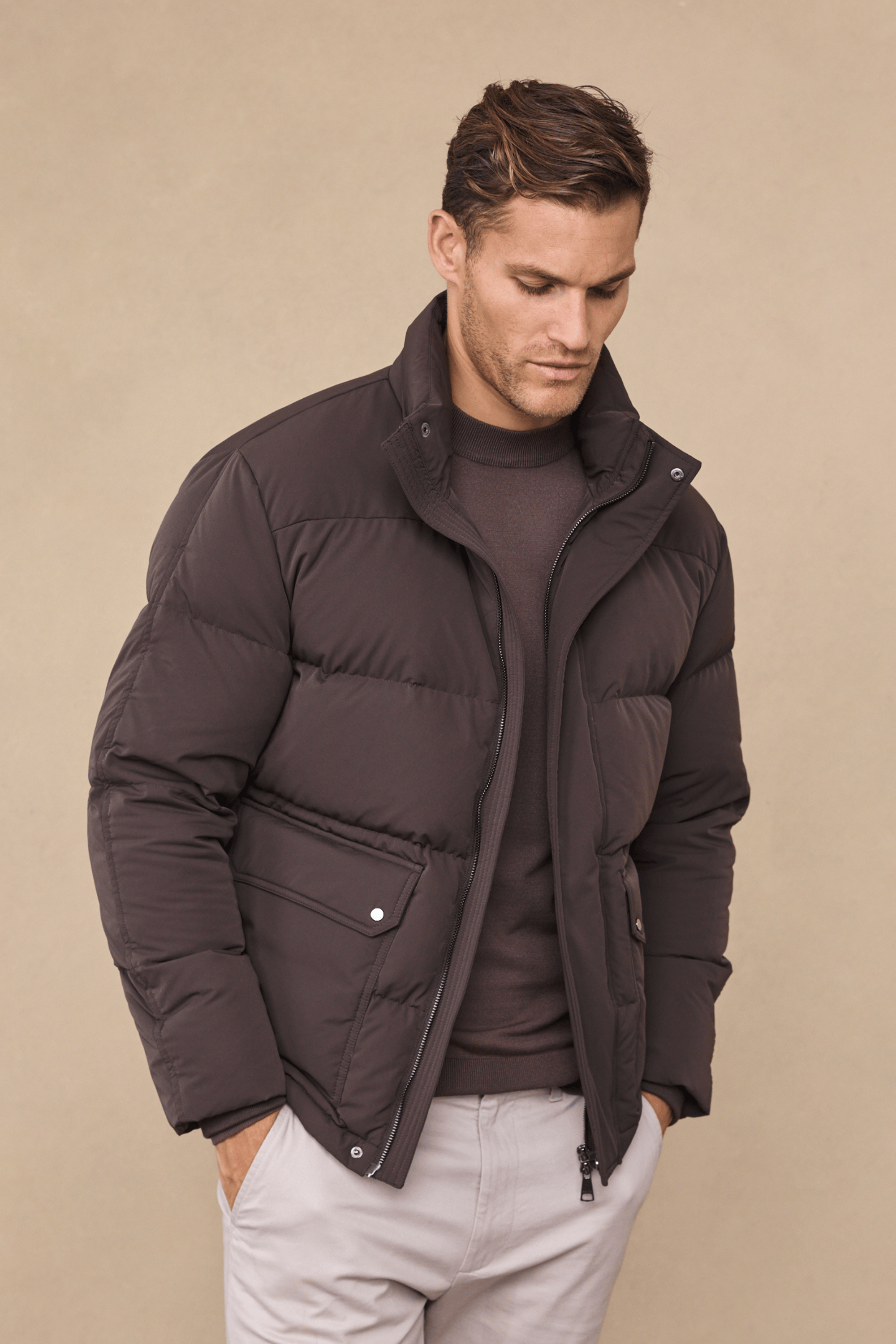 Everetto Down Filled Puffer Coat - Brown