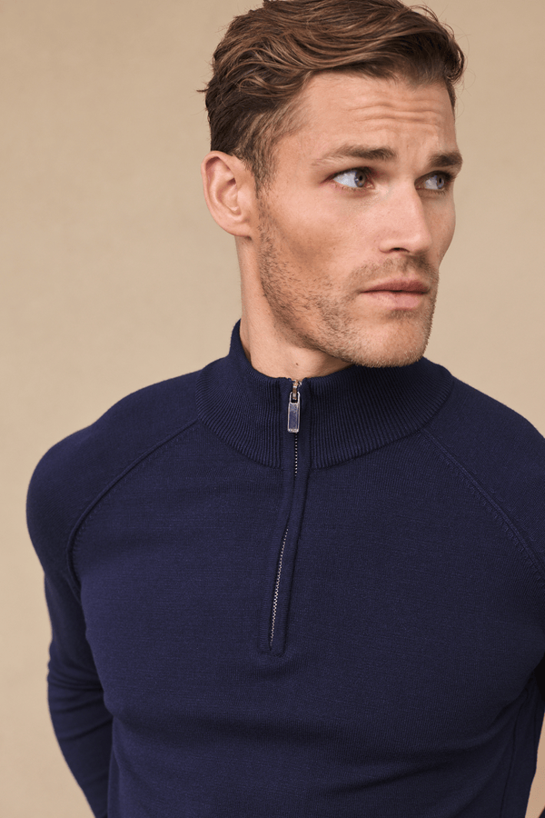 Alex Knitted Half Zip Jumper - Navy