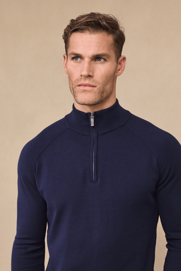 Alex Knitted Half Zip Jumper - Navy