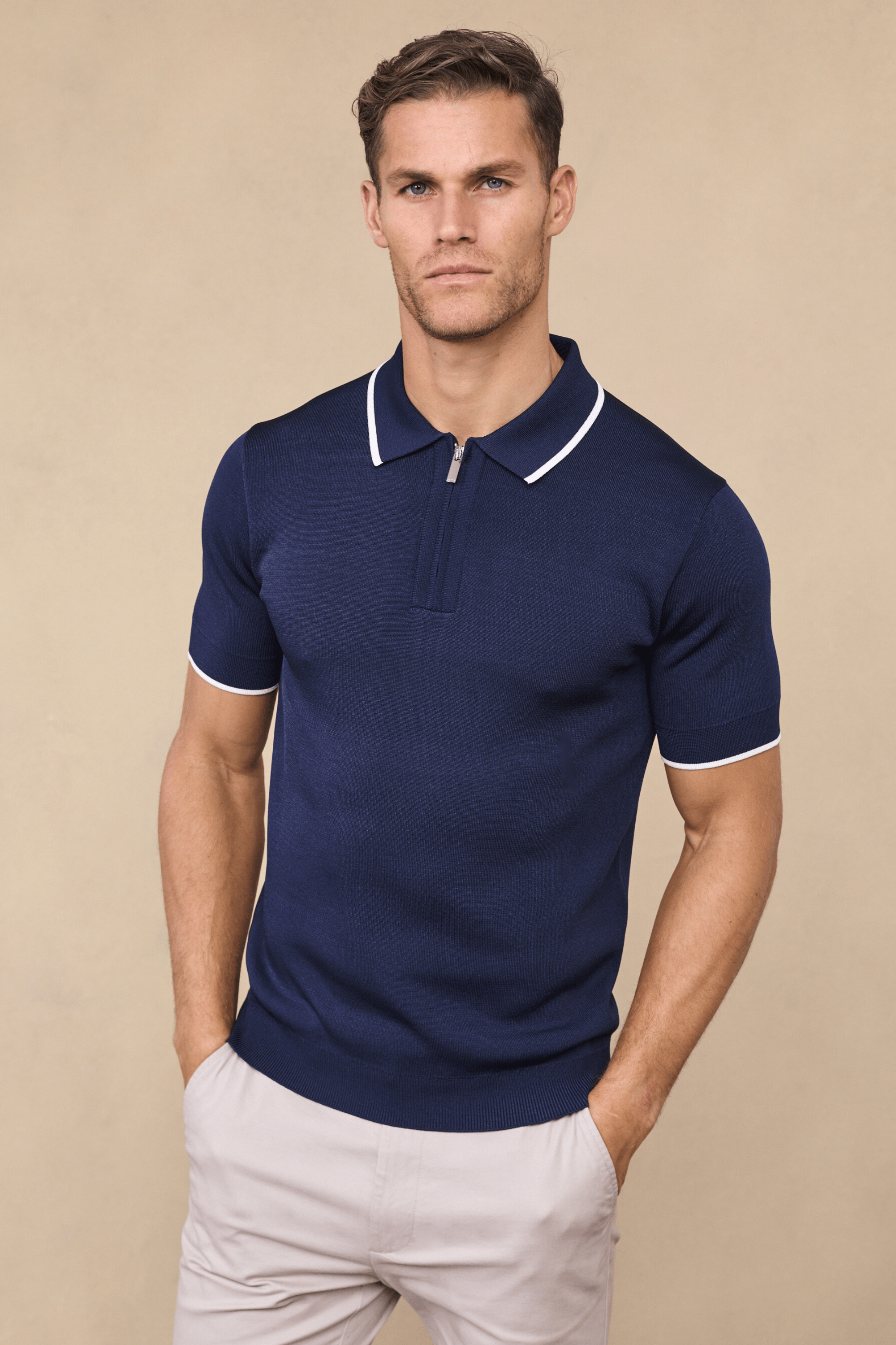 Henry Zip Polo - Navy