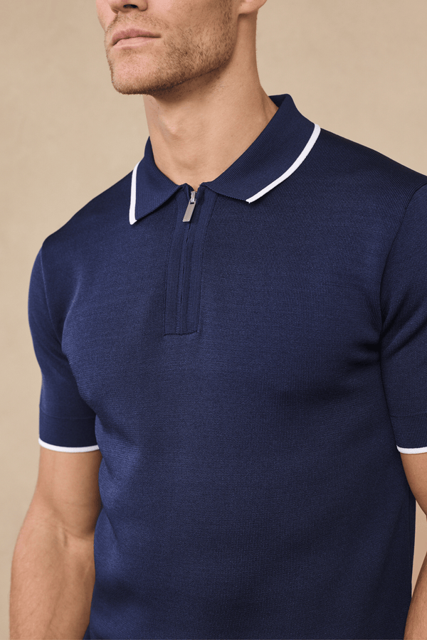 Henry Zip Polo - Navy