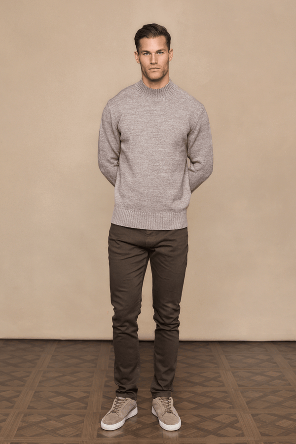 Delphi Mock Neck Jumper - Light Brown Marl