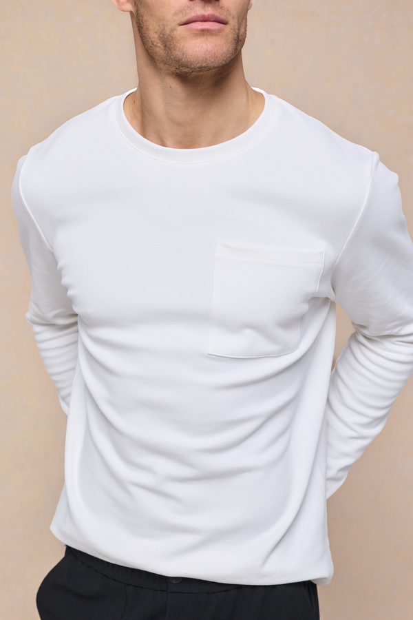 Tyler Long Sleeve Pocket  T-Shirt - Ecru