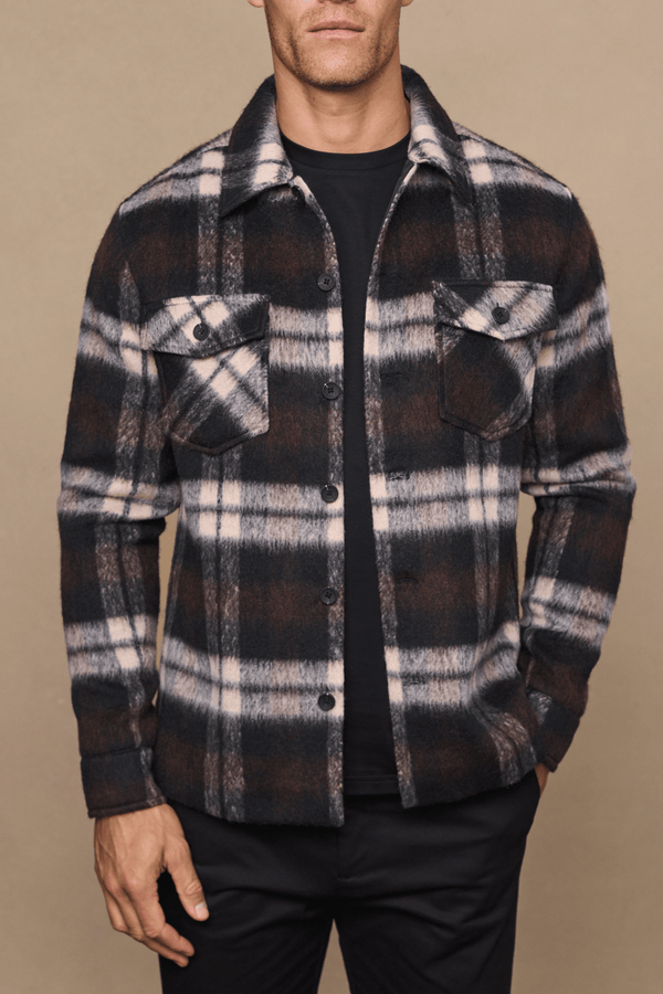 Caldera Brushed Wool Checked Jacket - Brown/Beige