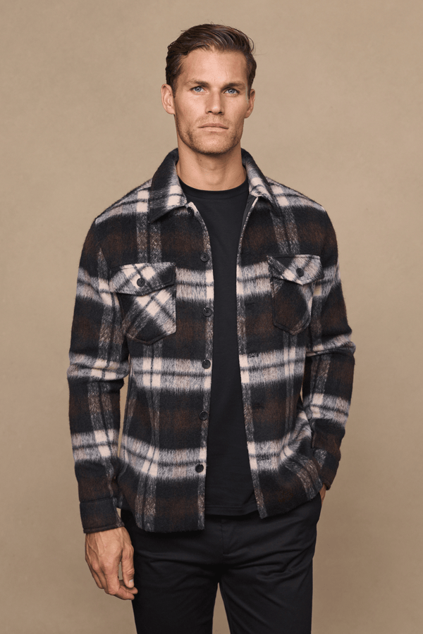 Caldera Brushed Wool Checked Jacket - Brown/Beige