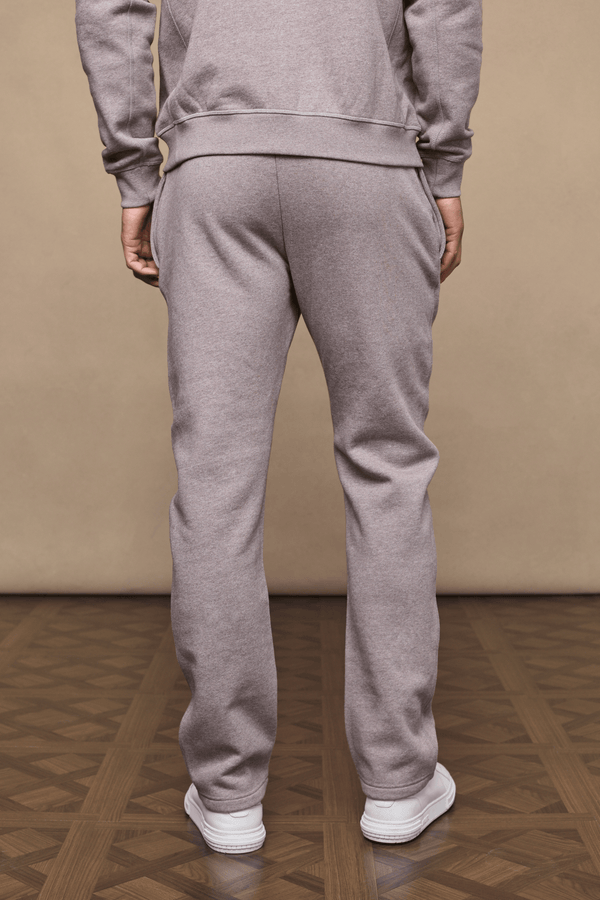 Men’s heavyweight cotton blend joggers in brown marl with straight leg fit by Raith