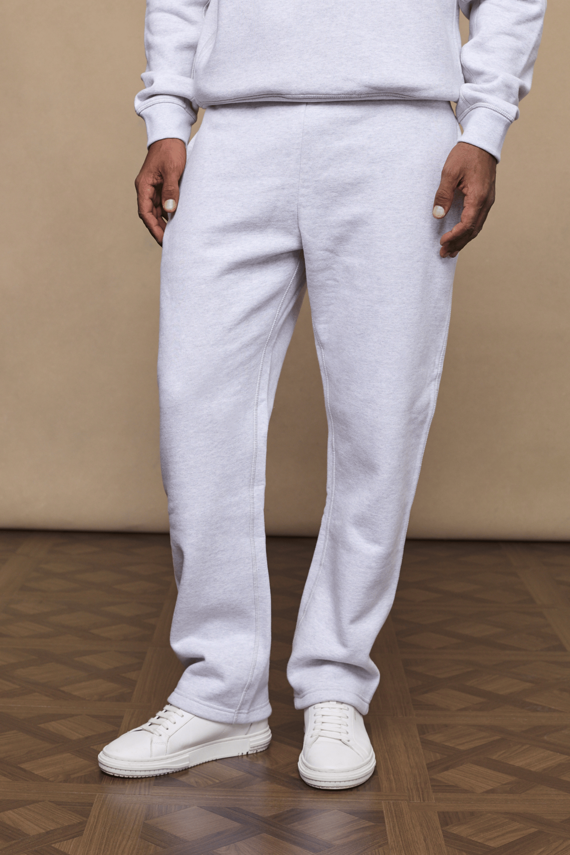 Men’s heavyweight cotton blend joggers in grey with straight leg fit by Raith