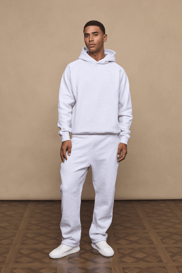 Men’s heavyweight cotton blend joggers in grey with straight leg fit by Raith