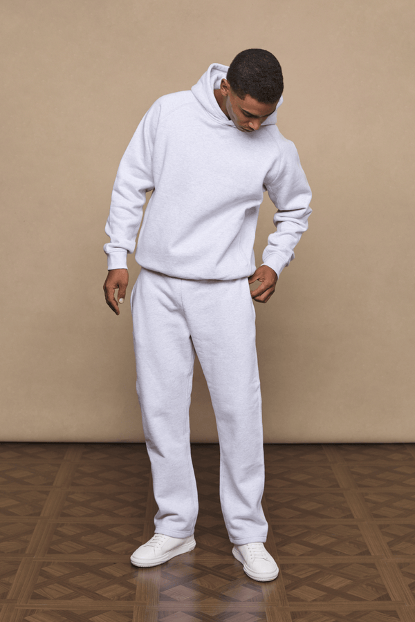 Men’s heavyweight cotton blend joggers in grey with straight leg fit by Raith