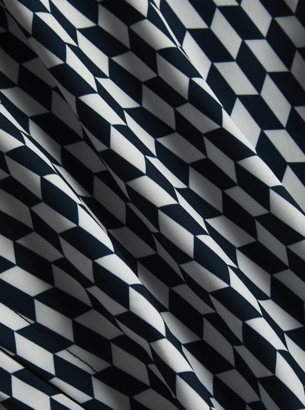 Rambla Printed Buckle Swim Short - Navy/White