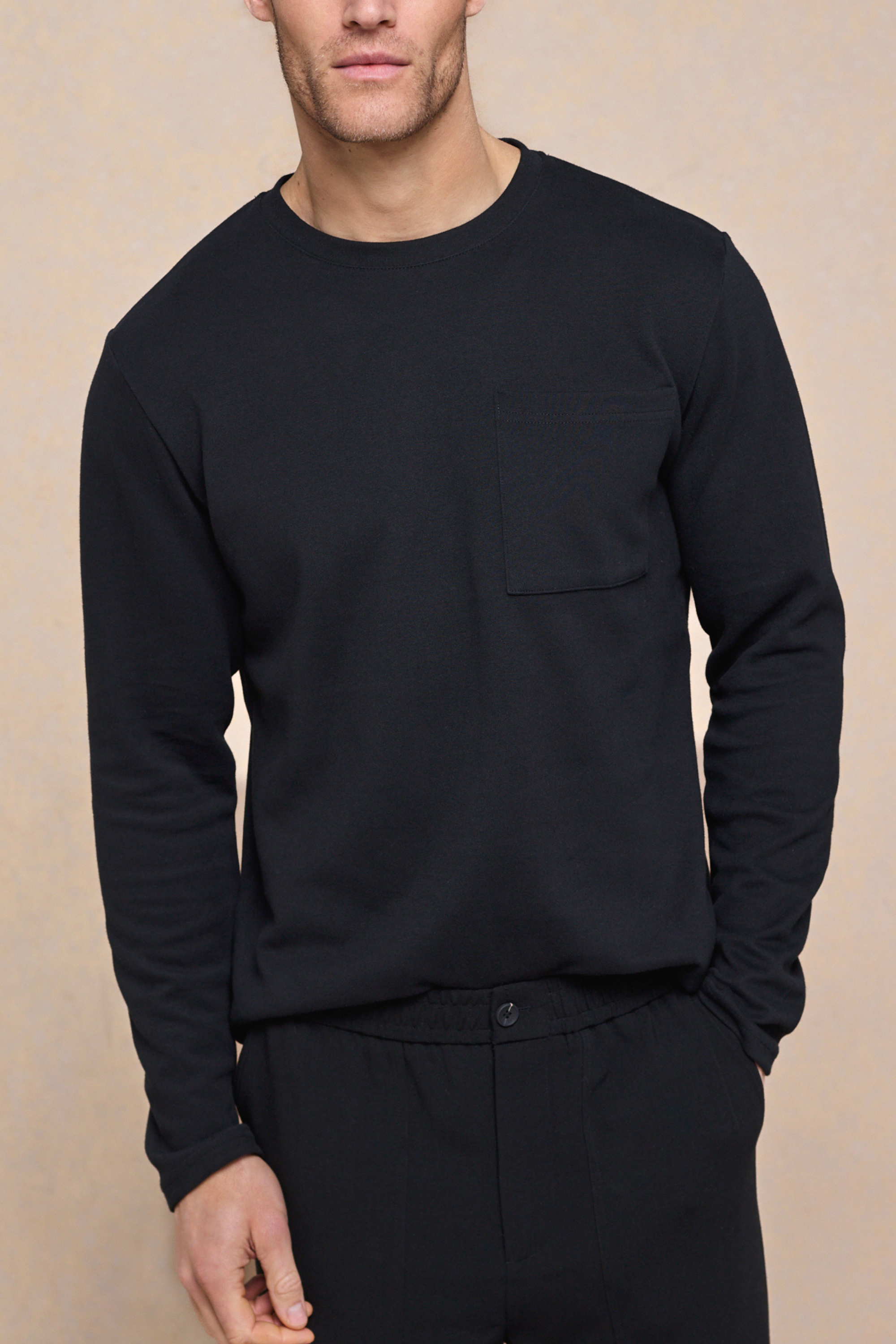 Tyler Long Sleeve Pocket  T-Shirt - Black