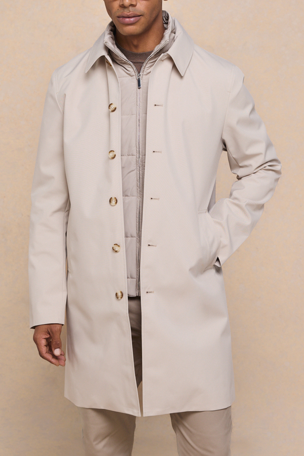 Portico Trench Coat With Detachable Insert - Stone